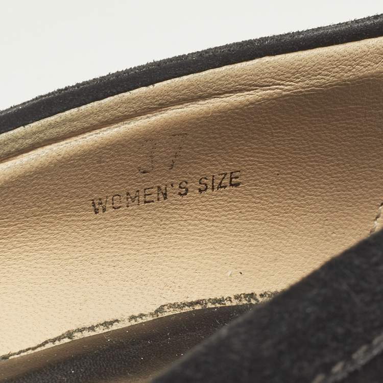 Pre Owned Tod's Size 37 Black Suede Buuckle Details Loafer Pumps