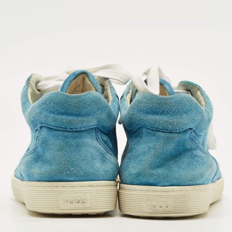 Pre Owned Tod's Size 38 Blue Suede High Top Sneakers