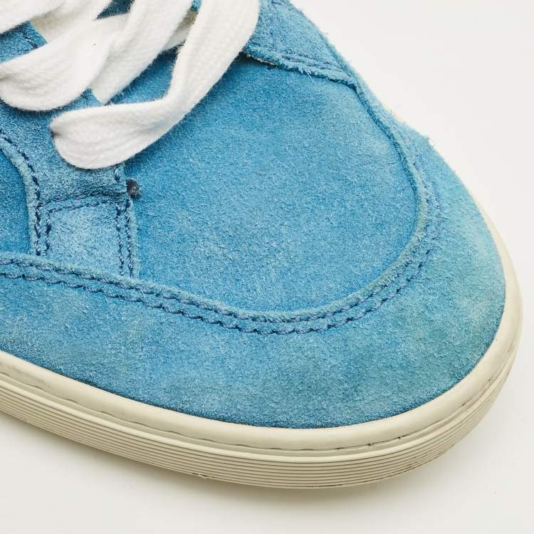 Pre Owned Tod's Size 38 Blue Suede High Top Sneakers