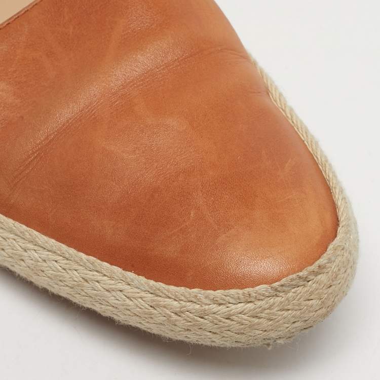 Pre Owned Tod's Size 38 Brown Leather Espadrille Loafers