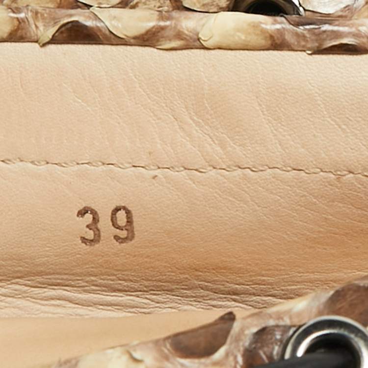 Pre Owned Tod's Gommino Size 39 Beige/Brown Python Leather Driver Loafers