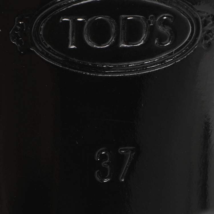 مملوكة مسبقًا Tod's Size 37 White Cutout Patent Leather Peep Toe Pumps