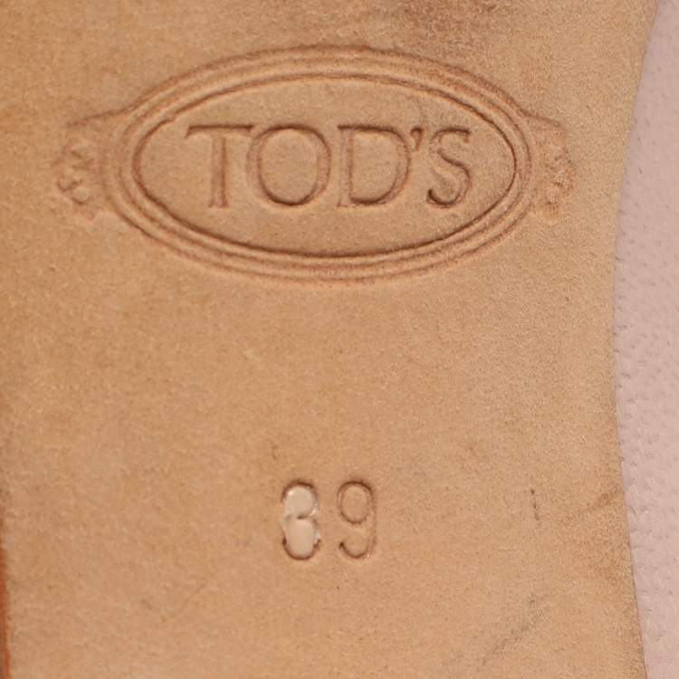 مملوكة مسبقًا Tod's Size 37 Beige Cutout Patent Leather Peep Toe Pumps