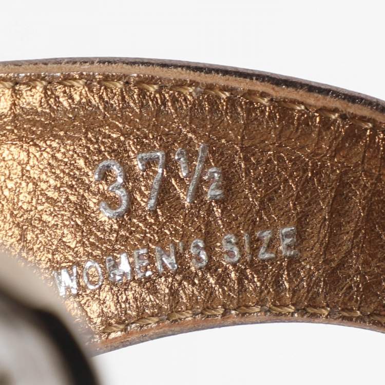 Pre Owned Tod's Size 37.5 Metallic Leather T-Strap Sandals