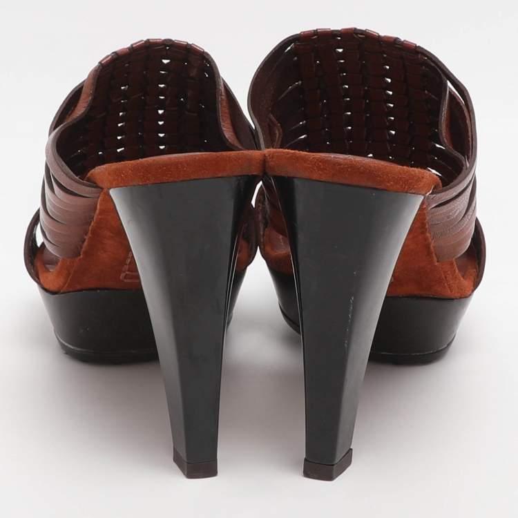 Pre Owned Tod's Size 37.5 Brown Leather Strappy Sandals