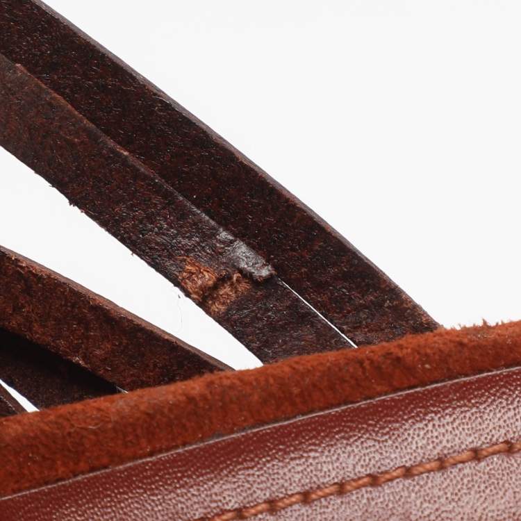 Pre Owned Tod's Size 37.5 Brown Leather Strappy Sandals