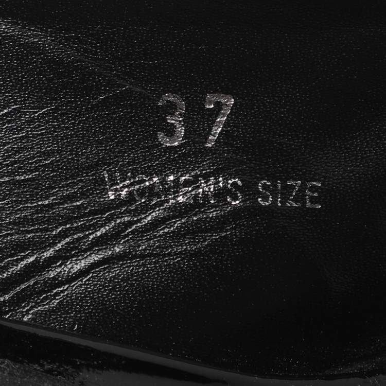 Pre Owned Tod's Size 37 Black Patent Leather Slingback Sandals