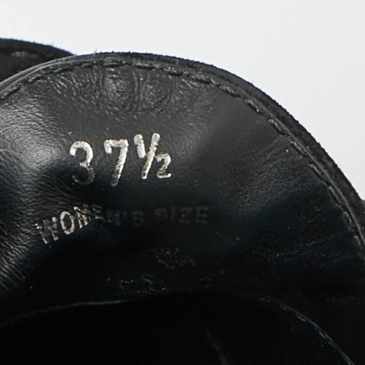 Pre Owned Tod's Size 37.5 Black Suede Block Heel Loafer Pumps