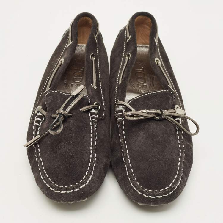Pre Owned Tod's Size 39 Black Suede Driver Loafers