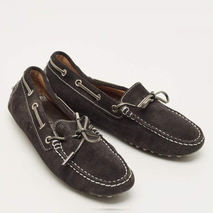 Pre Owned Tod's Size 39 Black Suede Driver Loafers