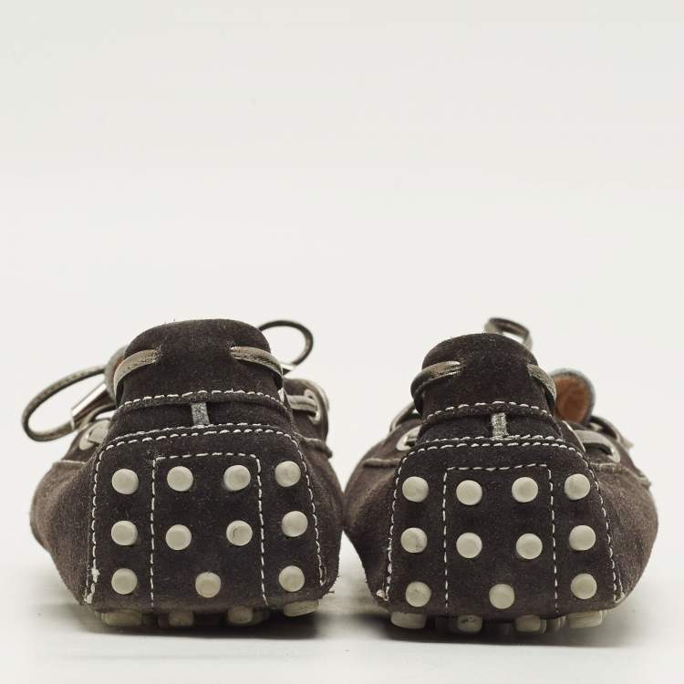 Pre Owned Tod's Size 39 Black Suede Driver Loafers