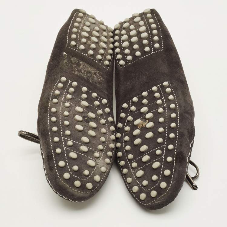 Pre Owned Tod's Size 39 Black Suede Driver Loafers