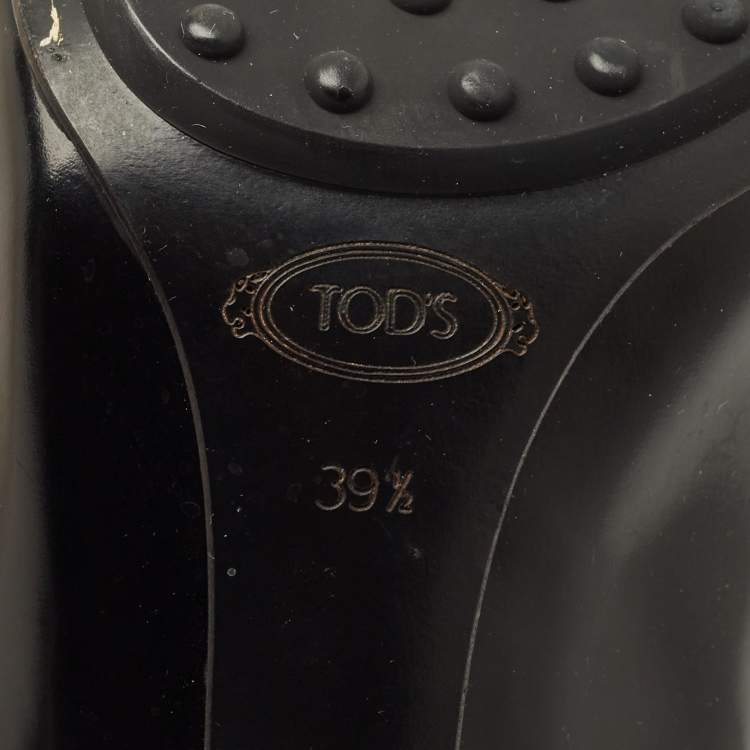 Pre Owned Tod's Size 39.5 Black Leather and Suede Block Heel Pumps