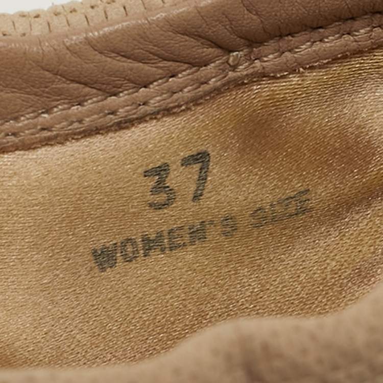 Pre Owned Tod's Size 37 Grey/Beige Nubuck Leather and Suede Cap Toe Scrunch Ballet Flats