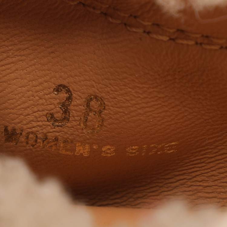 Pre Owned Tod's Bubble Size 38 Beige Shearling Fur Ballet Flats