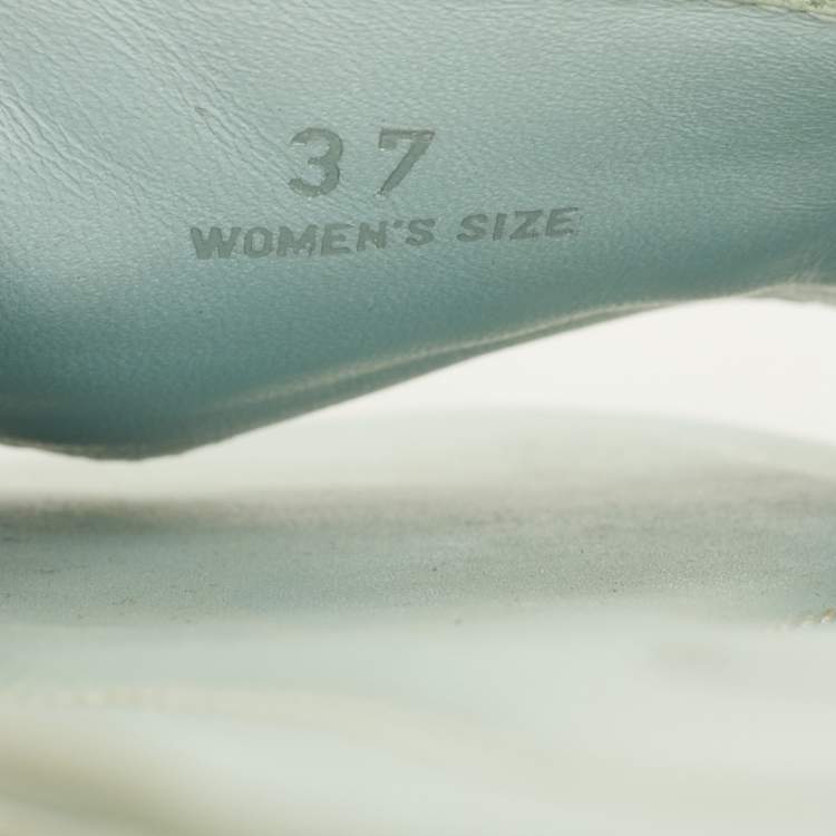 Pre Owned Tod's Size 37 Mint Green Patent Leather Studded Flat Sandals