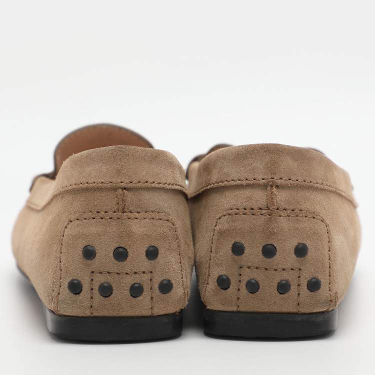 Pre Owned Tod's Gommino Size 37 Beige Suede Flats
