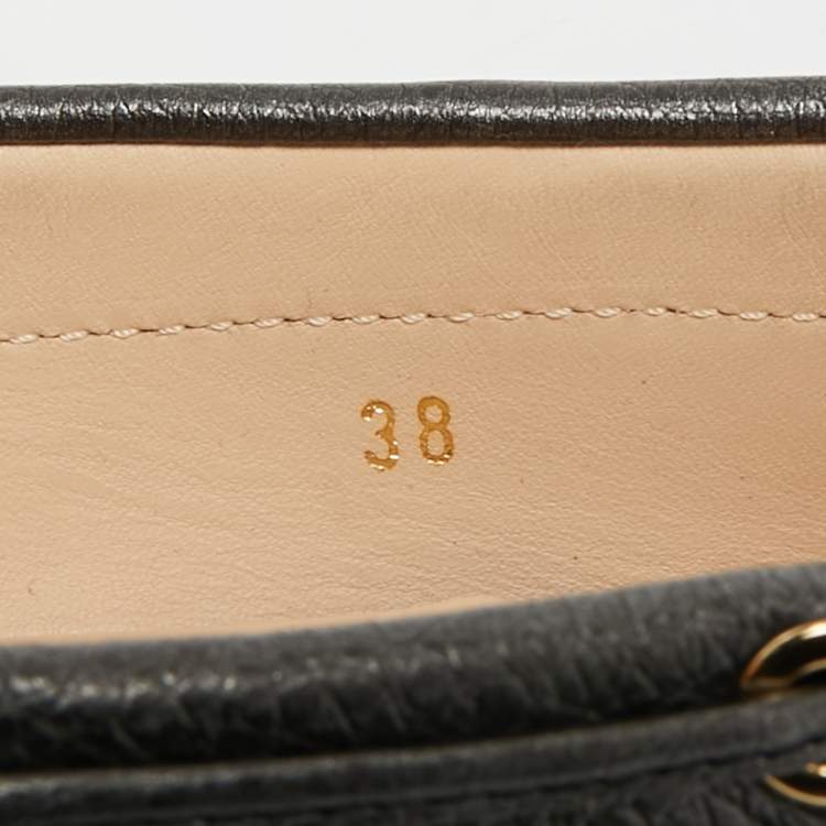 Pre Owned Tod's Size 38 Black Leather Bow Slip On Loafers