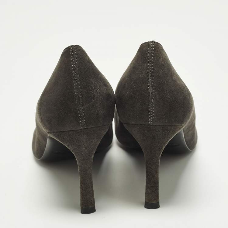 Pre Owned Tod's Size 41 Grey Suede Stud Embellished Pumps