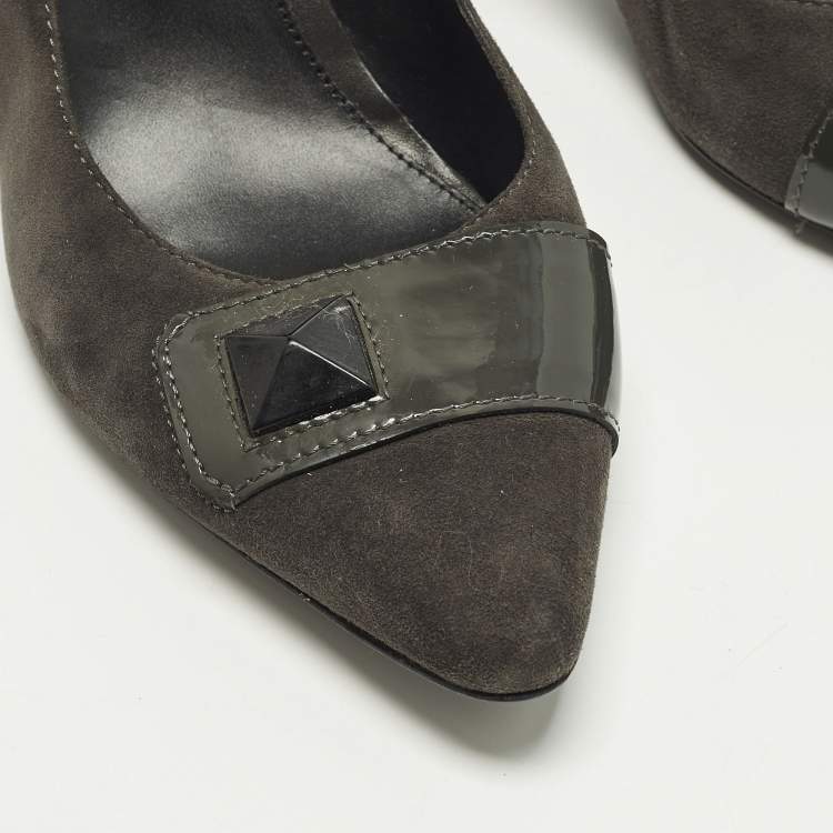 Pre Owned Tod's Size 41 Grey Suede Stud Embellished Pumps