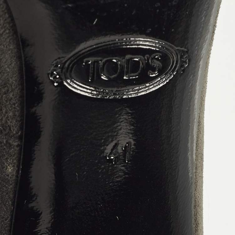 Pre Owned Tod's Size 41 Grey Suede Stud Embellished Pumps