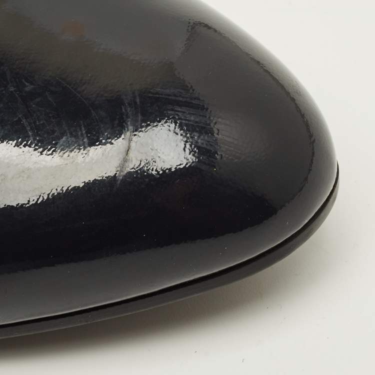 Pre Owned Tod's Size 41 Navy Blue Patent Leather Wedge Pumps