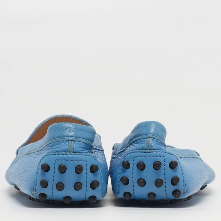 Pre Owned Tod's Gommino Size 38.5 Blue Suede Loafers