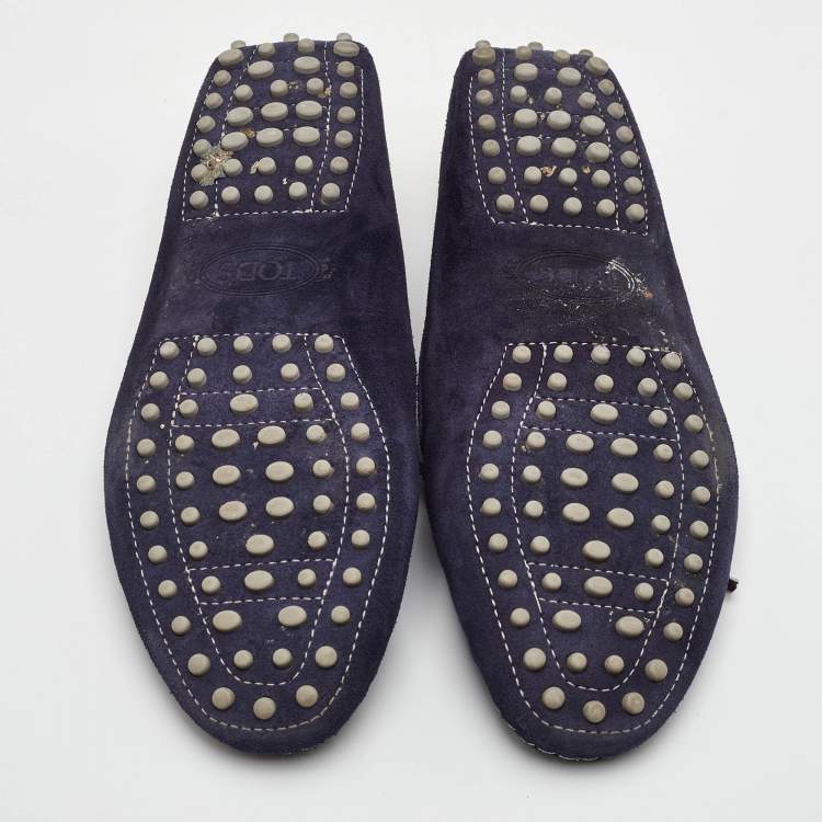 Pre Owned Tod's Gommino Size 38.5 Navy Blue Suede Loafers