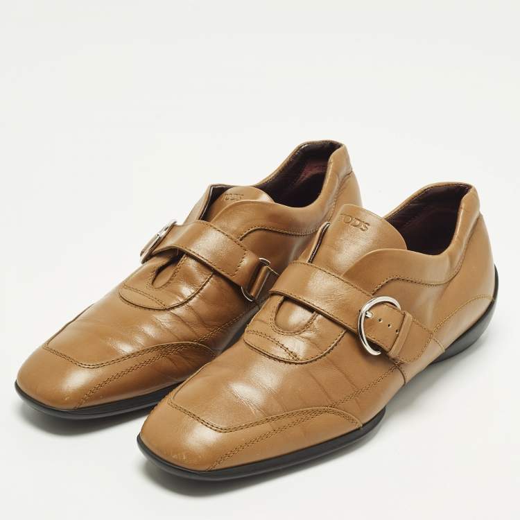 Pre Owned Tod's Size 39 Tan Leather Monk Strap Loafers