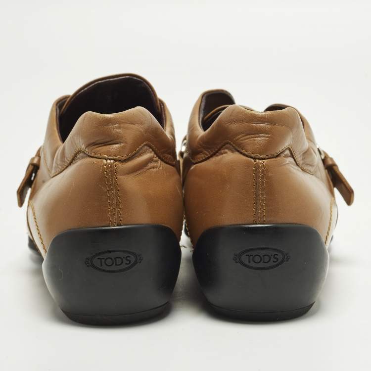 Pre Owned Tod's Size 39 Tan Leather Monk Strap Loafers