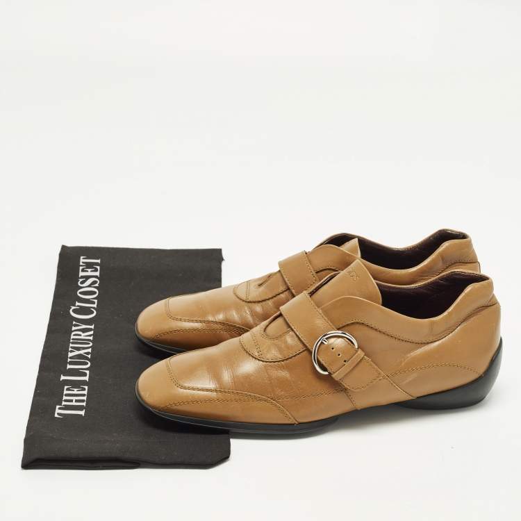 Pre Owned Tod's Size 39 Tan Leather Monk Strap Loafers