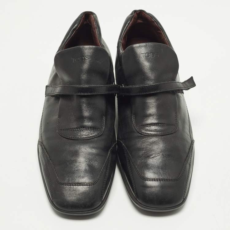 Pre Owned Tod's Size 39 Black Leather Donna Scarpe Loafers