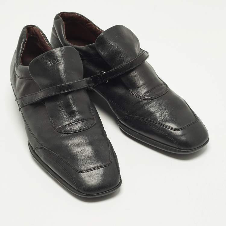 Pre Owned Tod's Size 39 Black Leather Donna Scarpe Loafers