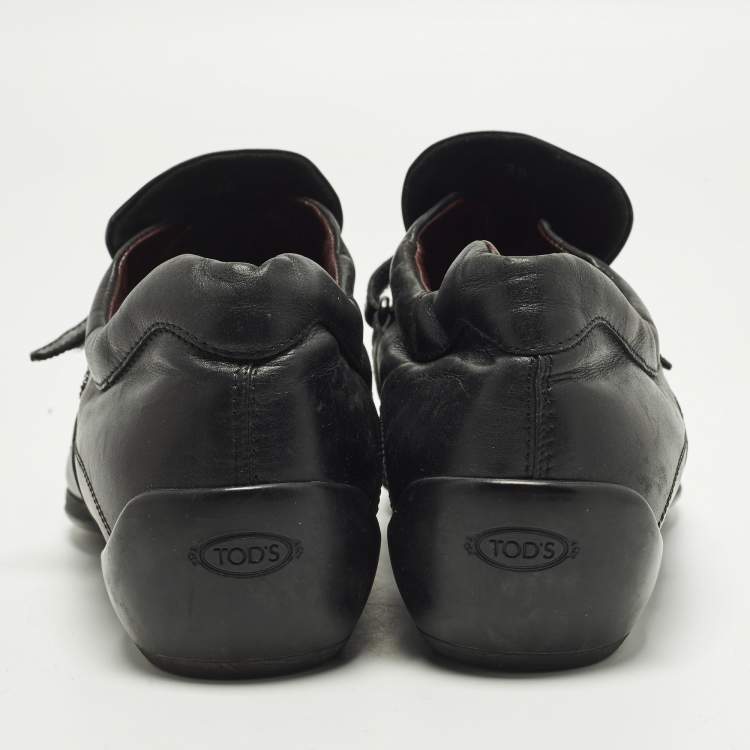 Pre Owned Tod's Size 39 Black Leather Donna Scarpe Loafers