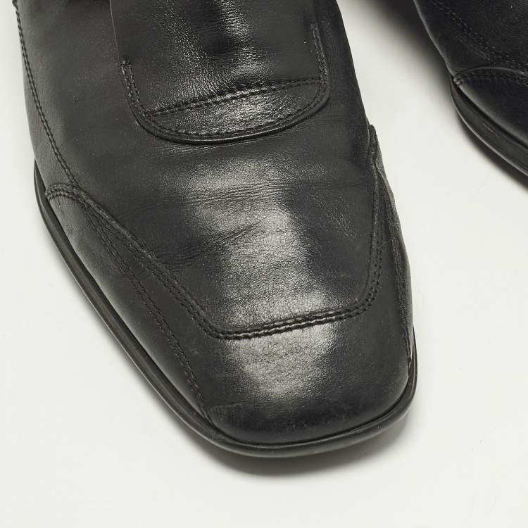 Pre Owned Tod's Size 39 Black Leather Donna Scarpe Loafers