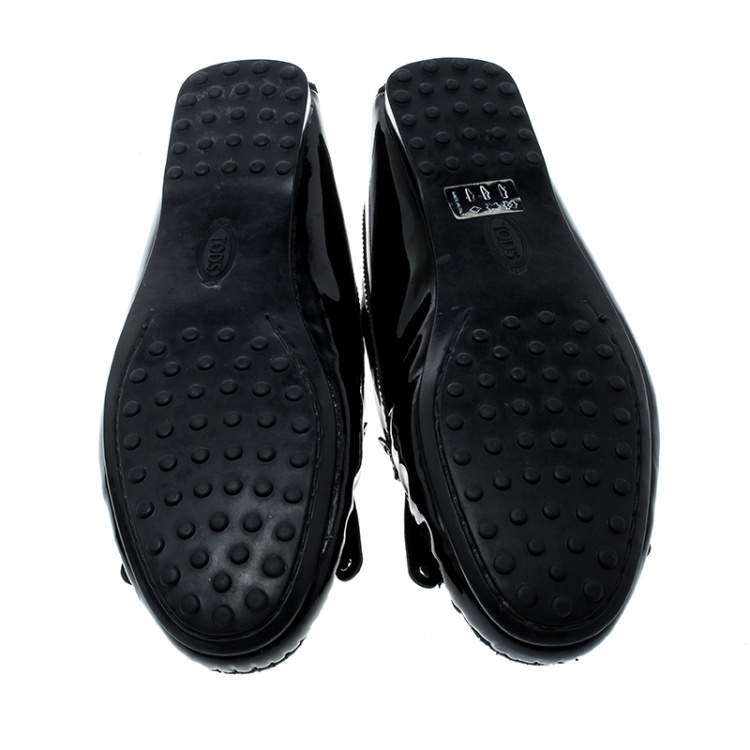 Pre Owned Tod's Black Patent Leather Tassel Loafers Size 36.5