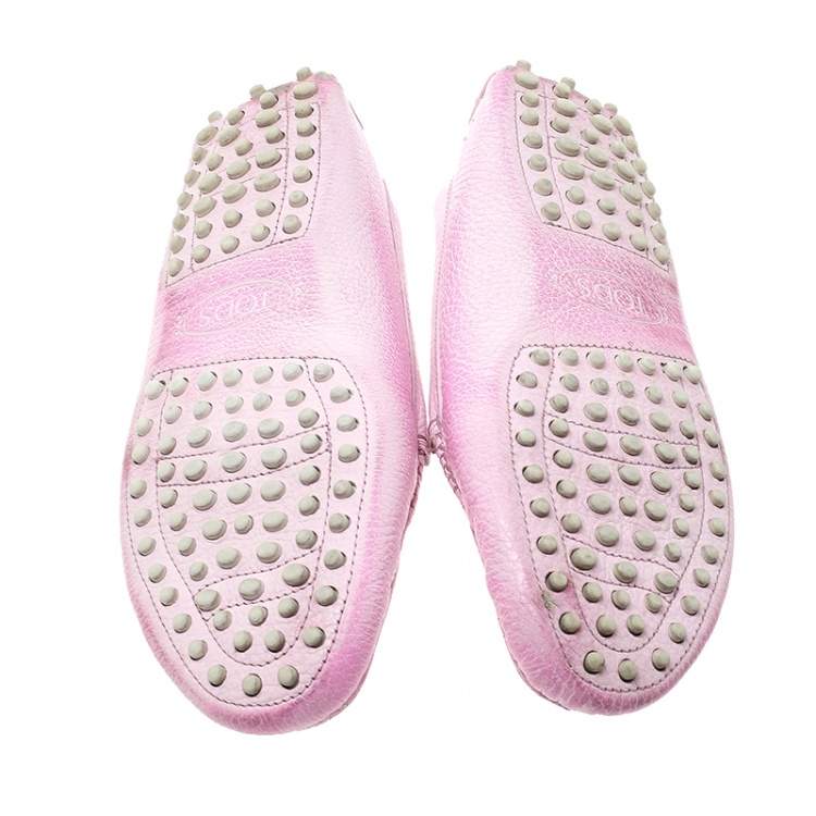 Pre Owned Tod's Fluorescent Pink Shaded Leather Penny Loafers Size 38