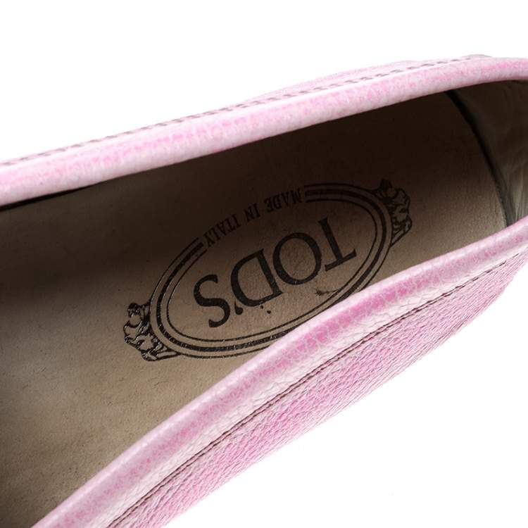 Pre Owned Tod's Fluorescent Pink Shaded Leather Penny Loafers Size 38