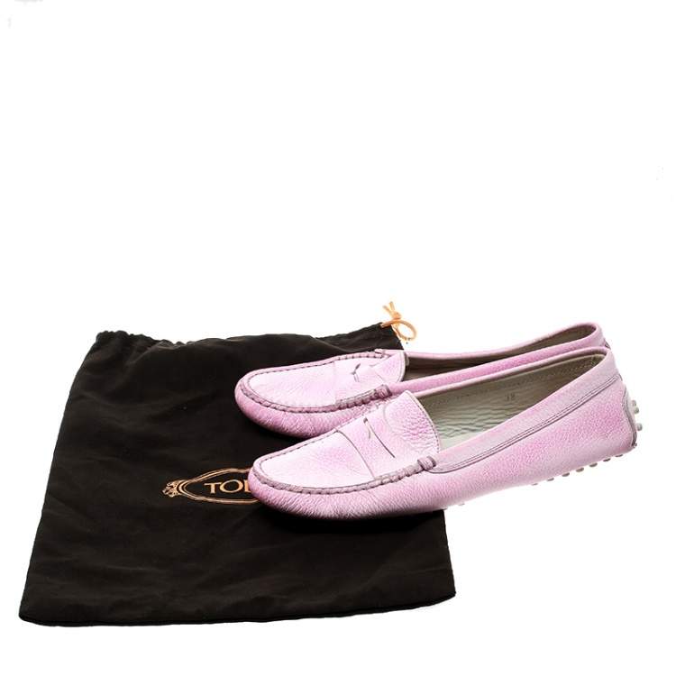 Pre Owned Tod's Fluorescent Pink Shaded Leather Penny Loafers Size 38
