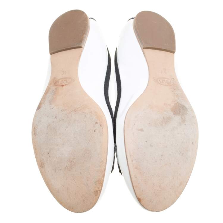 Pre Owned Tod's Monochrome Patent Leather Penny Ballet Flats Size 40