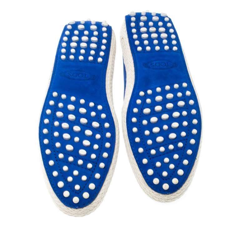 مملوكة مسبقًا Tod's Cobalt Blue Suede Espadrille Skate Sneakers Size 38.5
