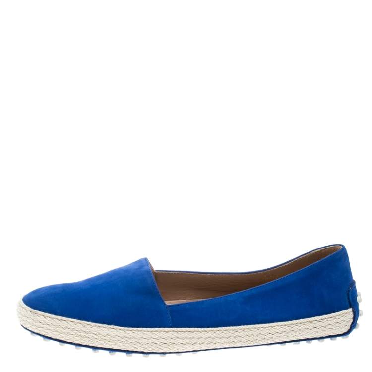 مملوكة مسبقًا Tod's Cobalt Blue Suede Espadrille Skate Sneakers Size 38.5