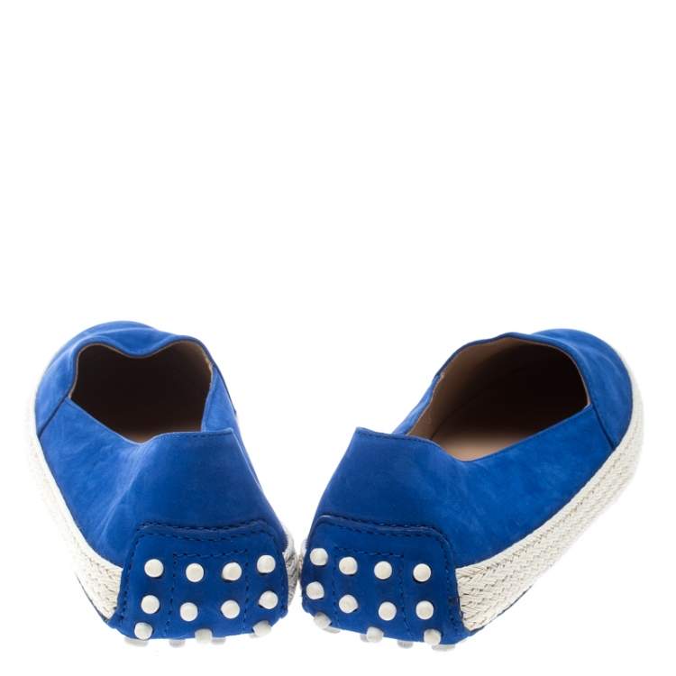 مملوكة مسبقًا Tod's Cobalt Blue Suede Espadrille Skate Sneakers Size 38.5