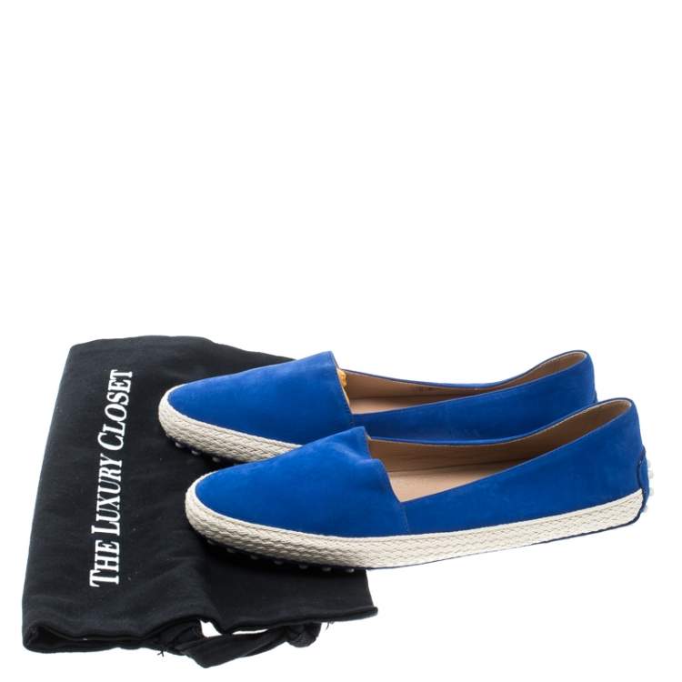 مملوكة مسبقًا Tod's Cobalt Blue Suede Espadrille Skate Sneakers Size 38.5
