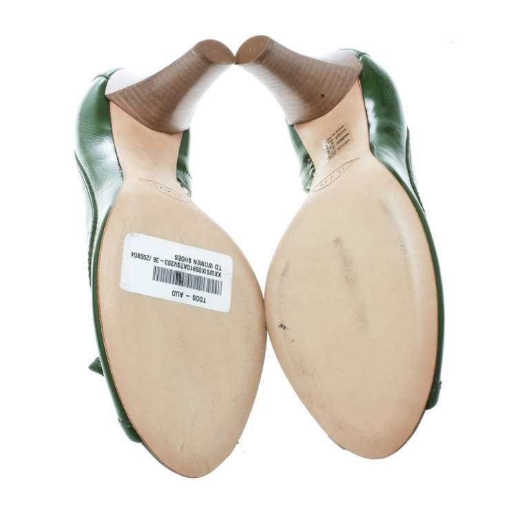 Pre Owned Tod's Olive Green Leather D'orsay Pumps Size 36