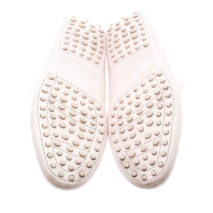 Pre Owned Tod's Blush Pink Leather Asymmetrical Tong Driving Loafers Size 39