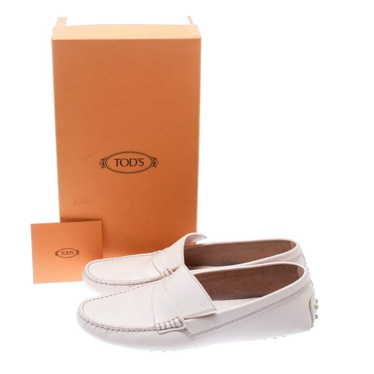 Pre Owned Tod's Blush Pink Leather Asymmetrical Tong Driving Loafers Size 39