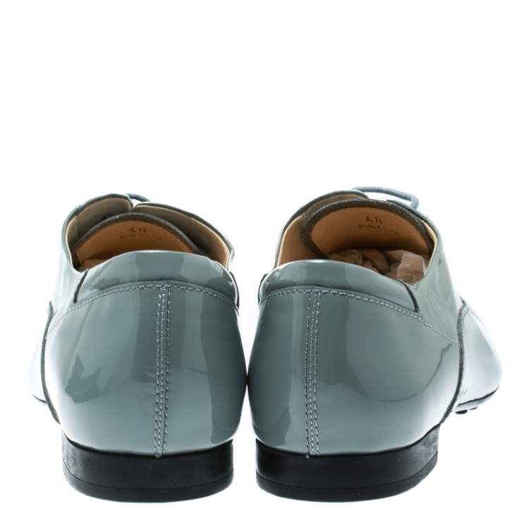 Pre Owned Tod's Grey Patent Leather Lace Up Oxford Size 40