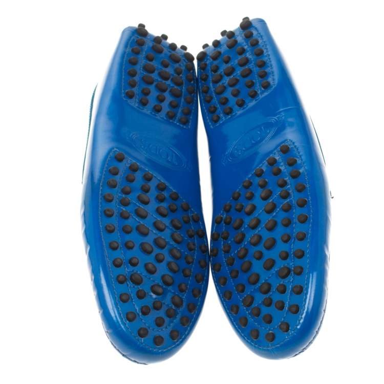 مملوكة مسبقًا Tod's Blue Patent Leather Penny Loafers Size 36.5