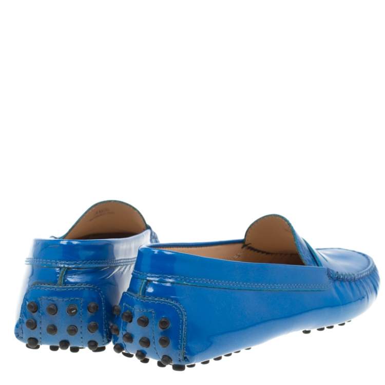 مملوكة مسبقًا Tod's Blue Patent Leather Penny Loafers Size 36.5